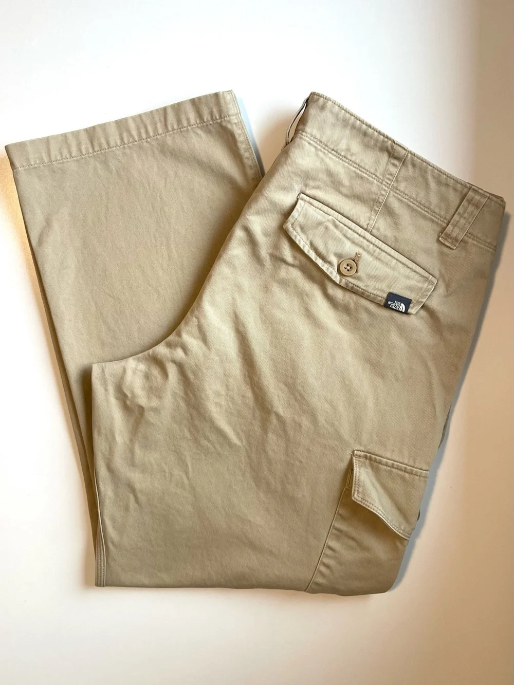 Y2K The North Face Khaki Cargo Pants - 100% Cotton & Utility - Size 38 Short